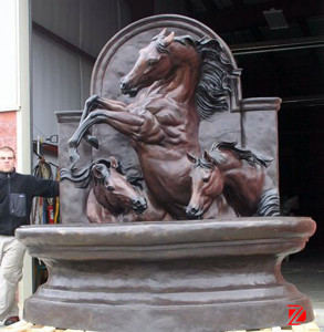 Bronze horse fountain sculpture
